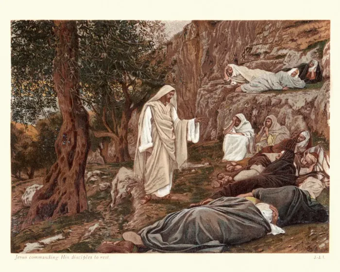 Framed Print : Jesus commanding his disciples to rest Framed Print : Jesus commanding his disciples to rest