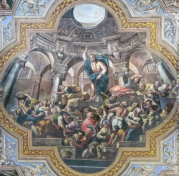 Jesus expelling merchants from the Temple, Duomo di Ostuni, Ostuni, Brindisi, Apulia (Puglia), Italy