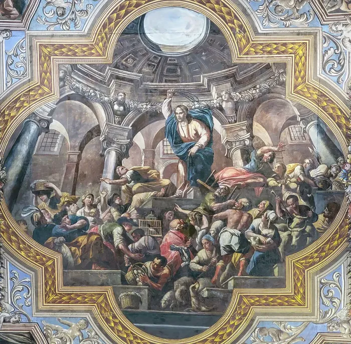 Framed Print : Jesus expelling merchants from the Temple, Duomo di Ostuni, Ostuni, Brindisi, Apulia (Puglia), Italy Framed Print : Jesus expelling merchants from the Temple, Duomo di Ostuni, Ostuni, Brindisi, Apulia (Puglia), Italy