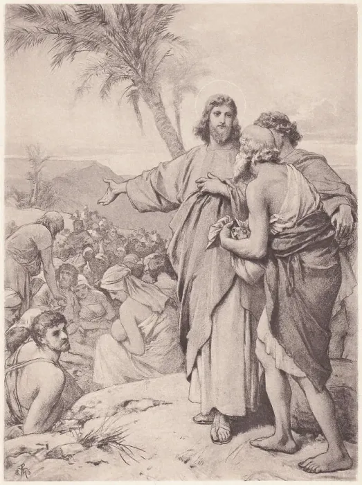 Framed Print : Jesus Feeds the Five Thousand, photogravure, published in 1886 Framed Print : Jesus Feeds the Five Thousand, photogravure, published in 1886