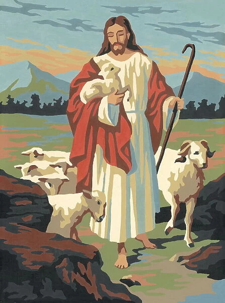 Jesus with a Flock of Sheep