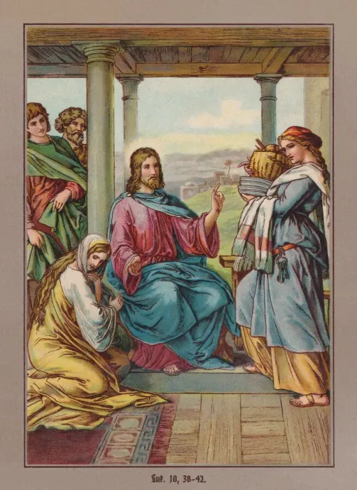 Framed Print : Jesus at Martha and Mary, chromolithograph, published ca. 1880 Framed Print : Jesus at Martha and Mary, chromolithograph, published ca. 1880