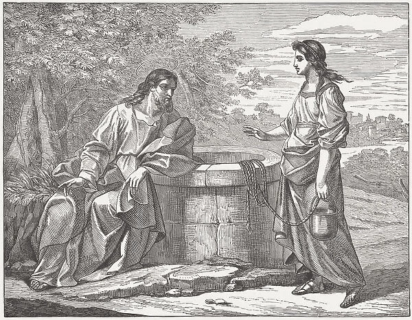 Jesus and the Samaritan woman (John 4, 1-26), published 1877