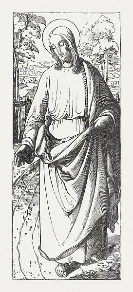 Jesus as a sower (Matthew 13), wood engraving, published 1850