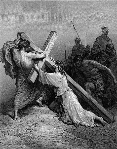 Jesus stumbles with the cross