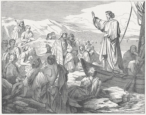 Jesus teaches from a boat to the people, published c. 1880