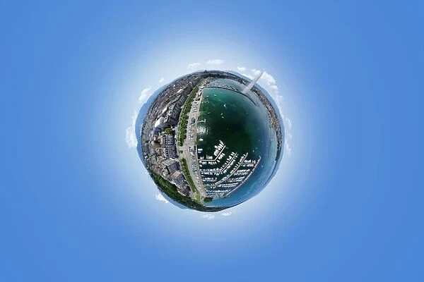 Jet d Eau Geneva in 360A Aerial Perspective