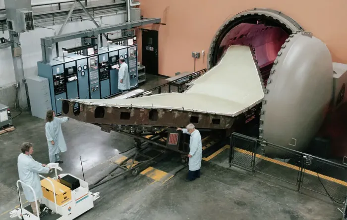 Framed Print : Jet Wing Entering Autoclave Framed Print : Jet Wing Entering Autoclave