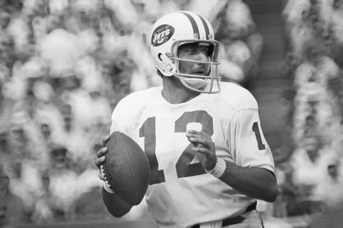 Framed Print : Jets Quarterback Joe Namath Throwing Pass During Football Game Framed Print : Jets Quarterback Joe Namath Throwing Pass During Football Game