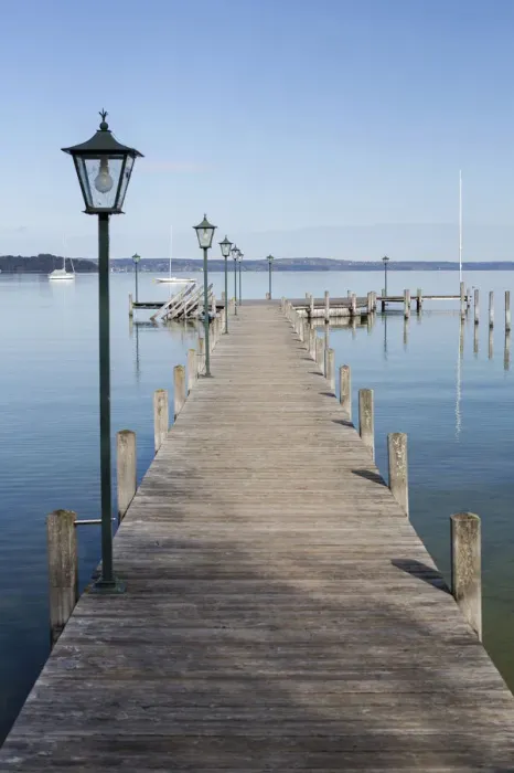 Framed Print : Jetty, Lake Starnberg at Seeshaupt, Bavaria, Germany, Europe, PublicGround