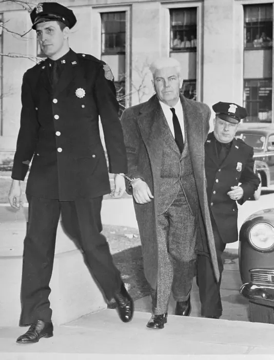 Framed Print : Jewel Thief Being Led into Court Framed Print : Jewel Thief Being Led into Court