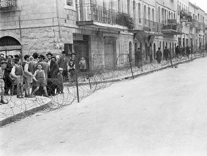 Framed Print : Jewish Crowd in Barb-Wired Street Framed Print : Jewish Crowd in Barb-Wired Street