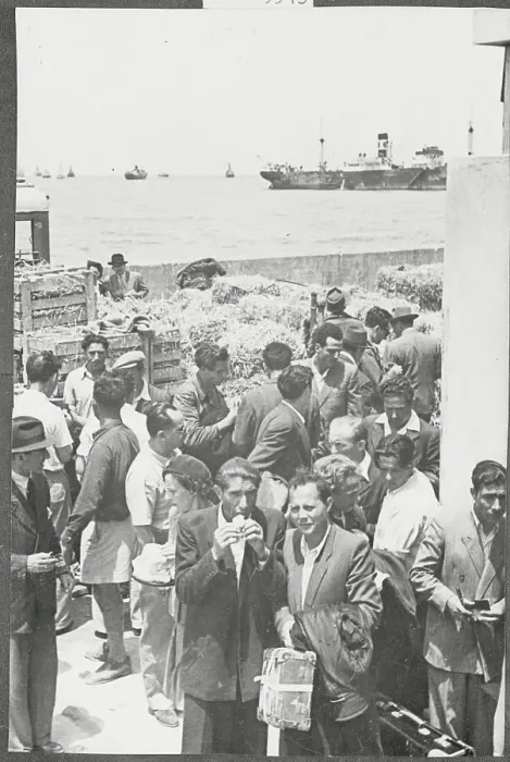Framed Print : Jewish Immigrants Waiting at Port Framed Print : Jewish Immigrants Waiting at Port
