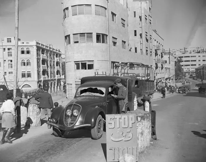 Framed Print : Jewish Soldier Questioning Passenger in Truck Framed Print : Jewish Soldier Questioning Passenger in Truck