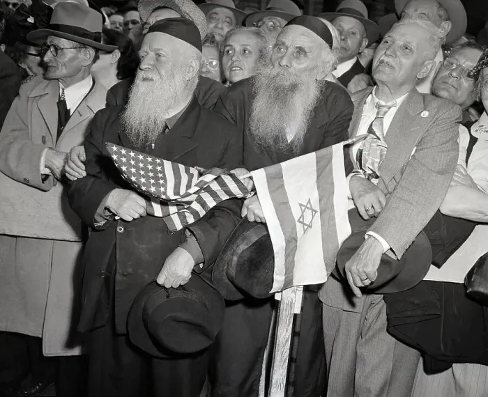 Framed Print : Two Jews Hold Flags At Israel Indep. Ral Framed Print : Two Jews Hold Flags At Israel Indep. Ral
