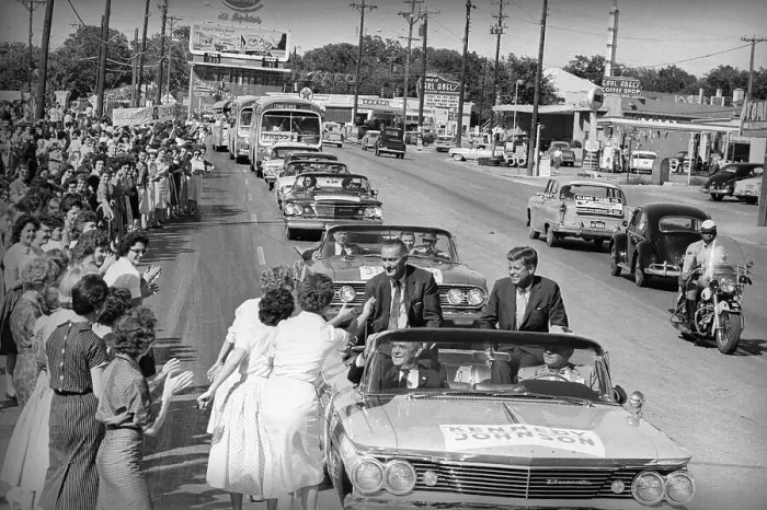 Framed Print : JFK and LBJ Campaign in Motorcade 1960