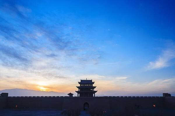 Jiayuguan fort at dusk