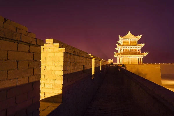 Jiayuguan fort at night