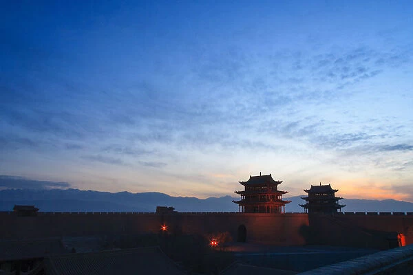 Jiayuguan fort at twilight