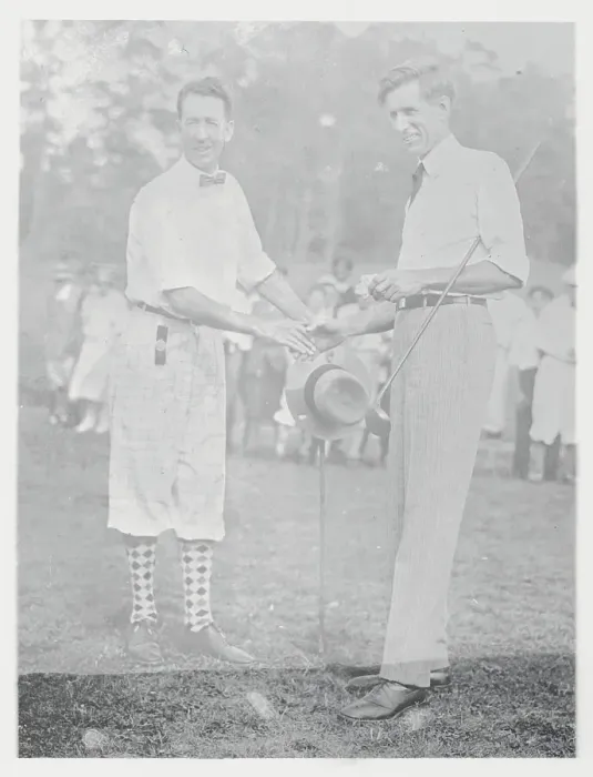 Framed Print : Jim Barnes and Willie MacFarlane Shaking Hands Framed Print : Jim Barnes and Willie MacFarlane Shaking Hands