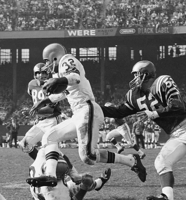 Framed Print : Jim Brown Leaping over Gene Hickerson Framed Print : Jim Brown Leaping over Gene Hickerson