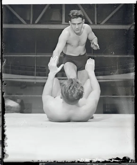 Framed Print : Jim Browning Training for Wrestling Bout Framed Print : Jim Browning Training for Wrestling Bout
