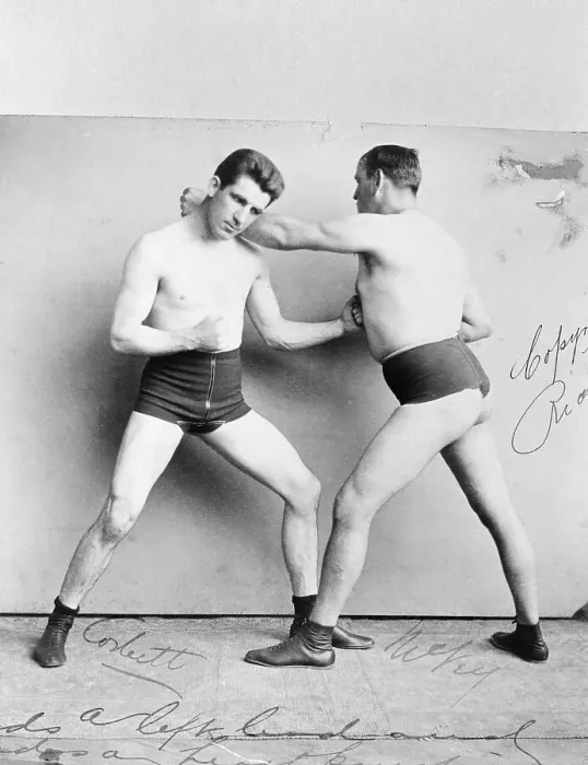 Framed Print : Jim Corbett And McVey Sparring Framed Print : Jim Corbett And McVey Sparring