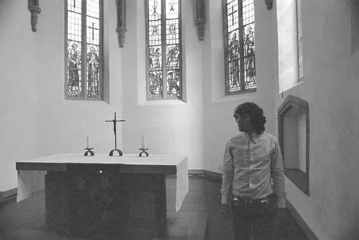 Framed Print : Jim Morrison Of The Doors Visits A Church In Germany Framed Print : Jim Morrison Of The Doors Visits A Church In Germany