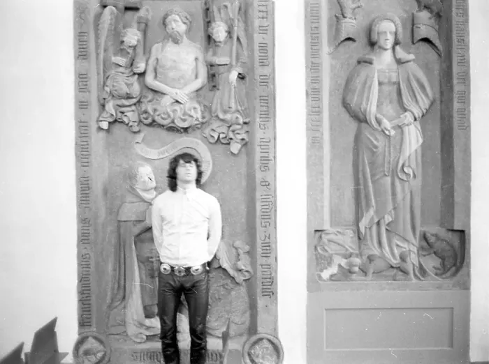 Framed Print : Jim Morrison Of The Doors Visits A Church In Germany Framed Print : Jim Morrison Of The Doors Visits A Church In Germany