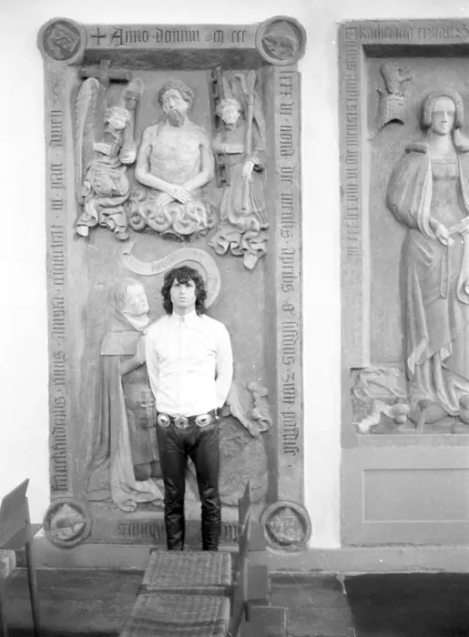 Framed Print : Jim Morrison Of The Doors Visits A Church In Germany Framed Print : Jim Morrison Of The Doors Visits A Church In Germany