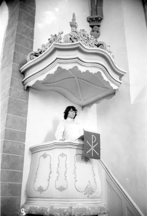 Framed Print : Jim Morrison Of The Doors Visits A Church In Germany