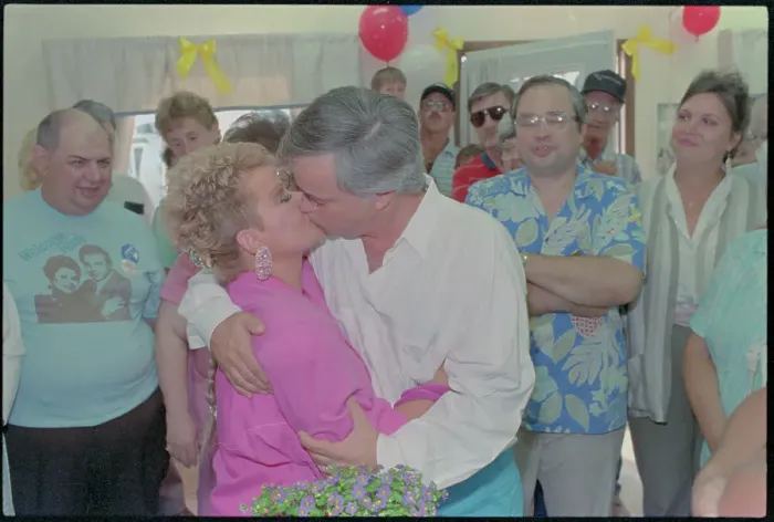 Framed Print : Jim and Tammy Baker Embracing Framed Print : Jim and Tammy Baker Embracing