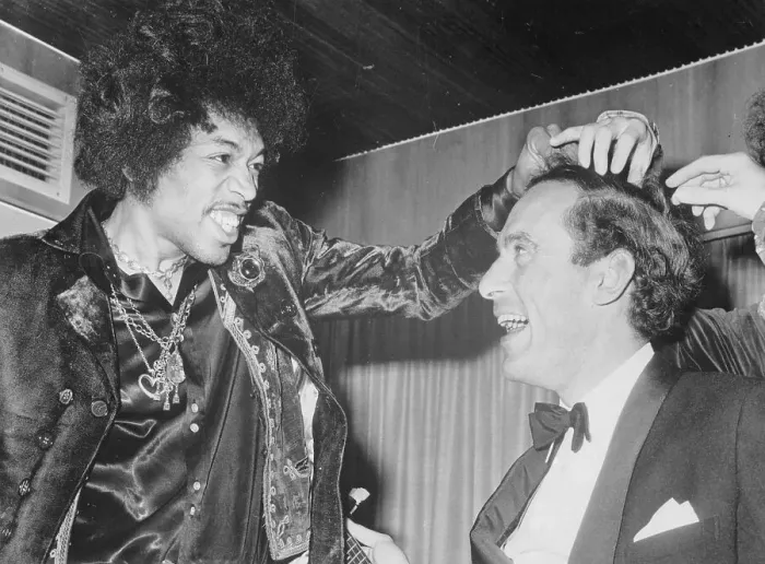 Framed Print : Jimi Hendrix Laughing with Jeremy Thorpe Framed Print : Jimi Hendrix Laughing with Jeremy Thorpe