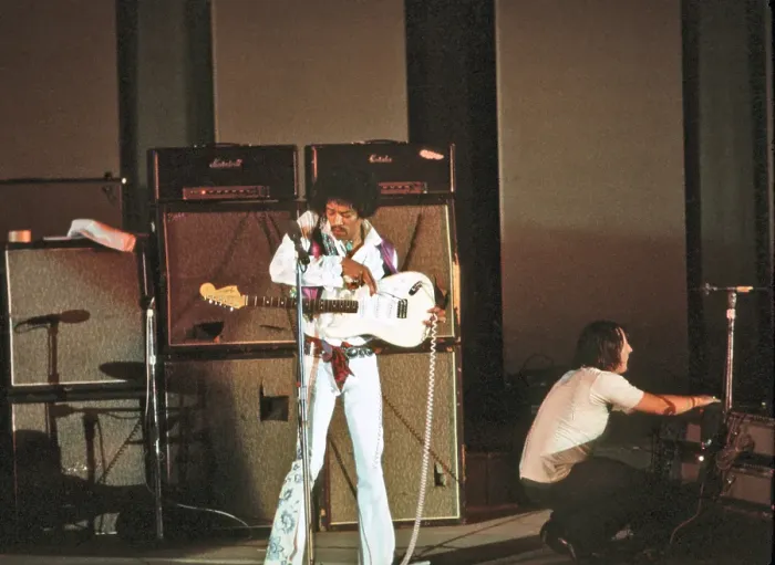Framed Print : Jimi Hendrix Performing