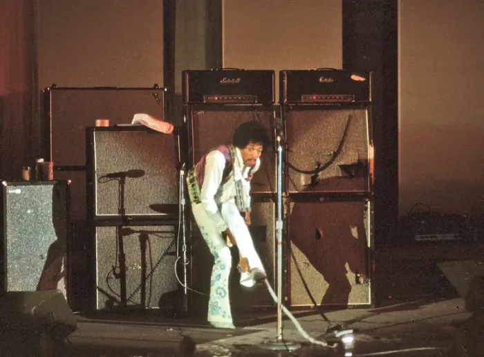 Framed Print : Jimi Hendrix Performing