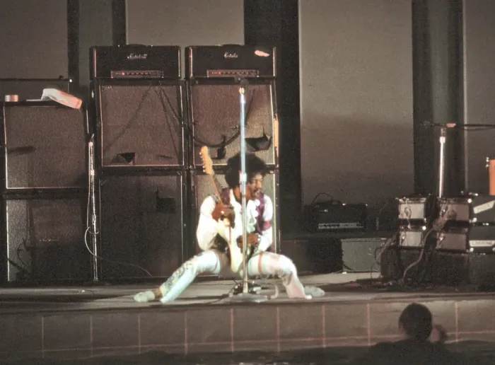 Framed Print : Jimi Hendrix Performing