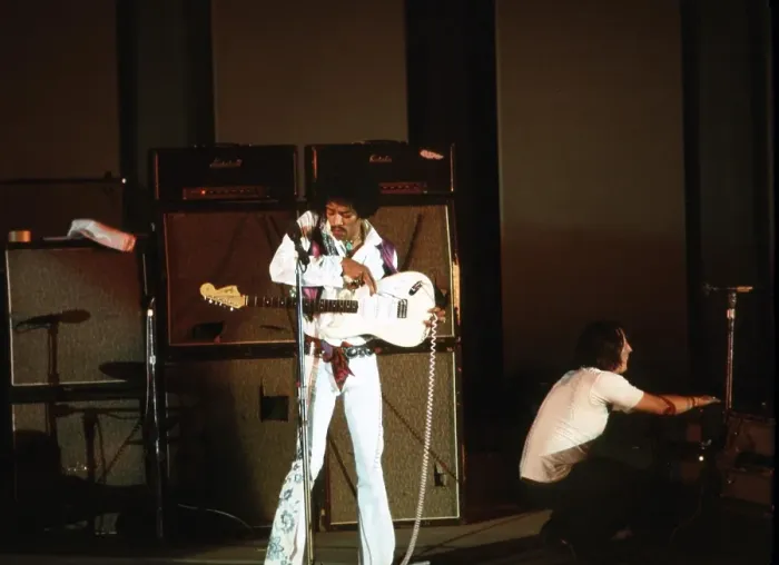 Framed Print : Jimi Hendrix Performing