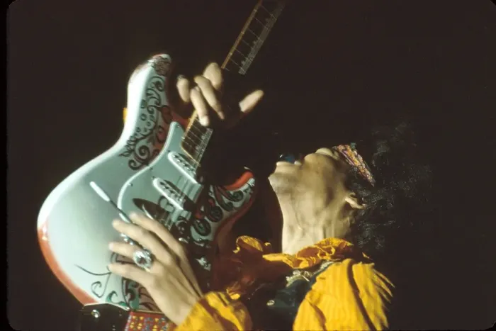 Framed Print : Jimi Hendrix Performs At Monterey Framed Print : Jimi Hendrix Performs At Monterey
