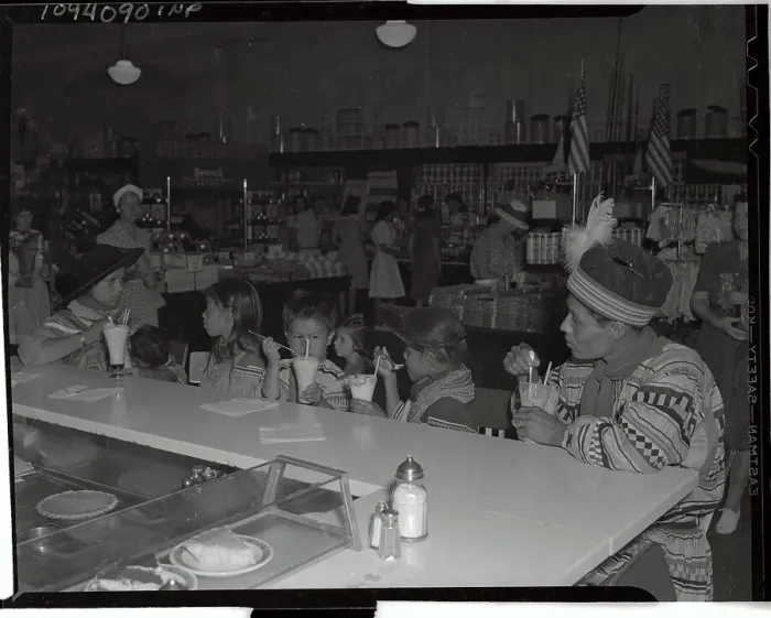 Framed Print : Jimmie Billy Having Ice Cream Sodas with His Family at Parlor Framed Print : Jimmie Billy Having Ice Cream Sodas with His Family at Parlor