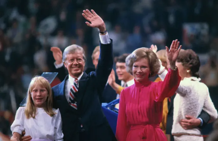 Framed Print : Jimmy Carter and Family Waving to Supporters Framed Print : Jimmy Carter and Family Waving to Supporters