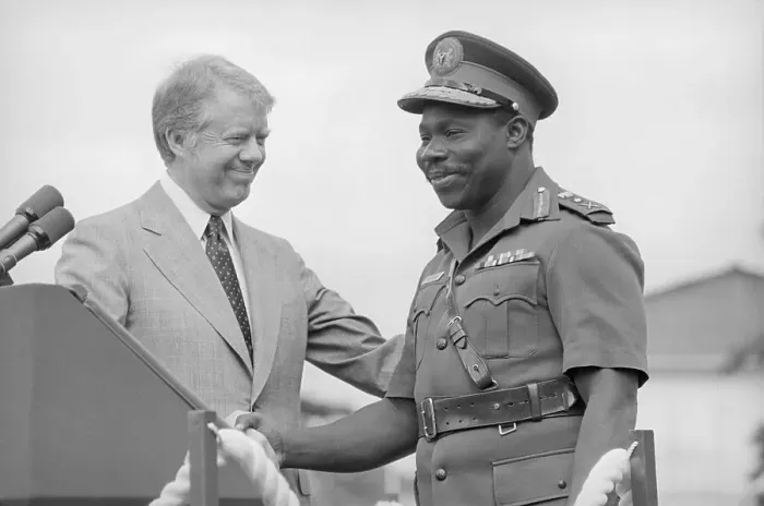 Framed Print : Jimmy Carter Shaking Hand With Nigerian Military Leader Framed Print : Jimmy Carter Shaking Hand With Nigerian Military Leader