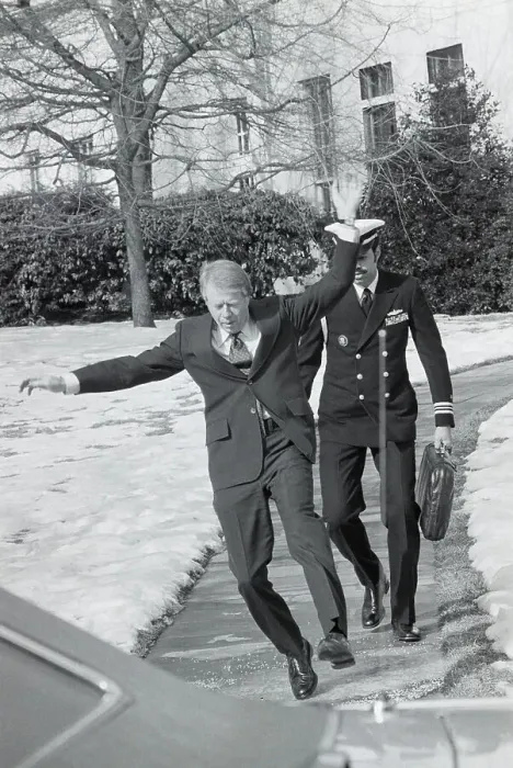 Framed Print : Jimmy Carter Slipping on Sidewalk Framed Print : Jimmy Carter Slipping on Sidewalk