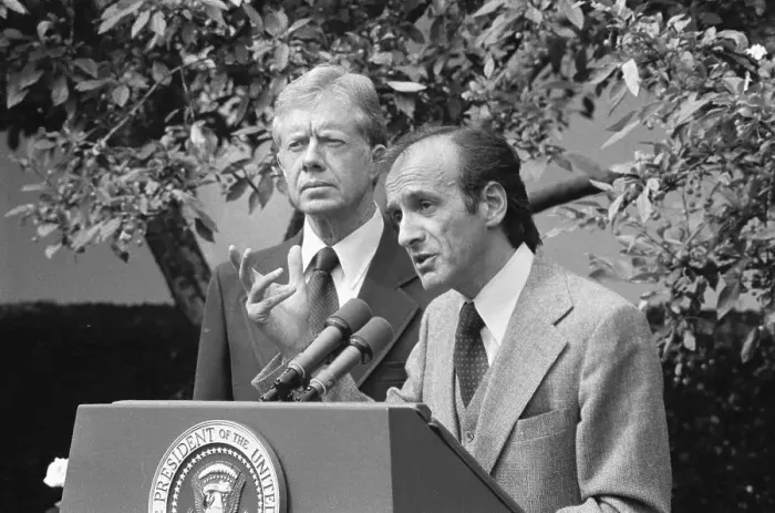 Framed Print : Jimmy Carter Stands Behind Elie Wiesel Framed Print : Jimmy Carter Stands Behind Elie Wiesel