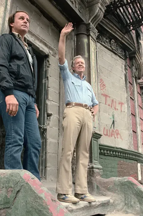 Framed Print : Jimmy Carter Waving from Doorstep