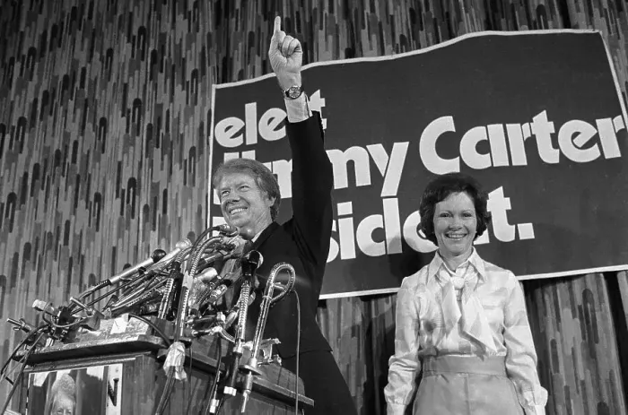 Framed Print : Jimmy Carter Waving to Supporters Framed Print : Jimmy Carter Waving to Supporters