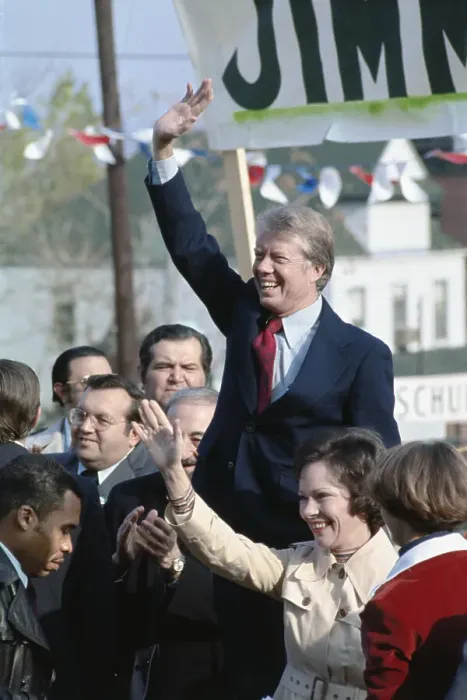 Framed Print : Jimmy Carter Waving with Wife Framed Print : Jimmy Carter Waving with Wife