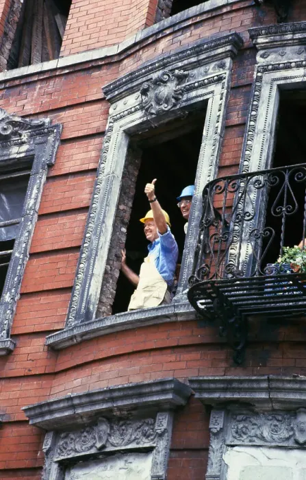 Framed Print : Jimmy Carter Waving from Window Framed Print : Jimmy Carter Waving from Window