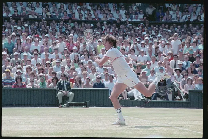 Framed Print : Jimmy Connors in Tennis Action at Wimbledon Framed Print : Jimmy Connors in Tennis Action at Wimbledon