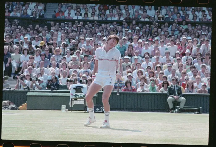 Framed Print : Jimmy Connors in Tennis Action at Wimbledon Framed Print : Jimmy Connors in Tennis Action at Wimbledon