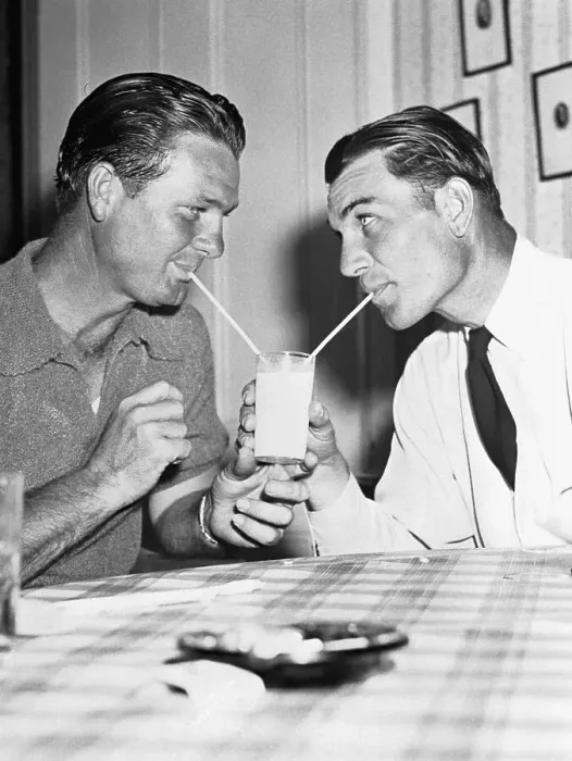 Framed Print : Jimmy Demaret and Ben Hogan Sharing a Glass of Milk Framed Print : Jimmy Demaret and Ben Hogan Sharing a Glass of Milk